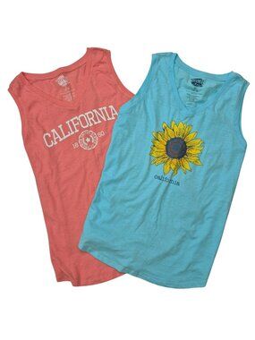 2-Pack Women's Sleeveless V-Neck Printed T-Shirt Home Free Size XL (16/18) NWT